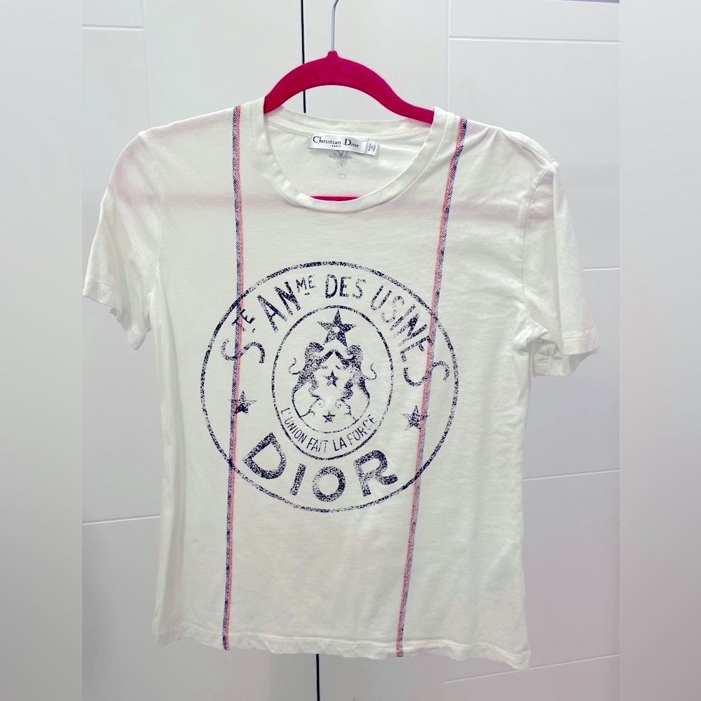 Christian Dior White Graphic T-Shirt Size M